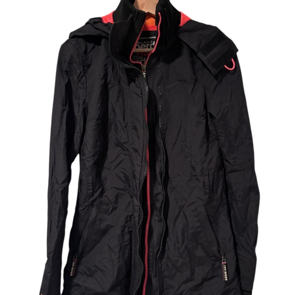 Superdry The Windmac Professional Black Hooded Windbreaker Jacket Size Small